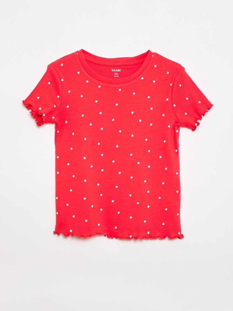 Set van 2 rib T-shirts Rood - Kiabi