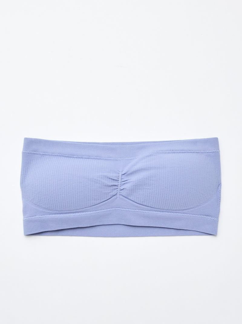 Set van 2 ribstoffen bandeautopjes zonder naden Blauw - Kiabi