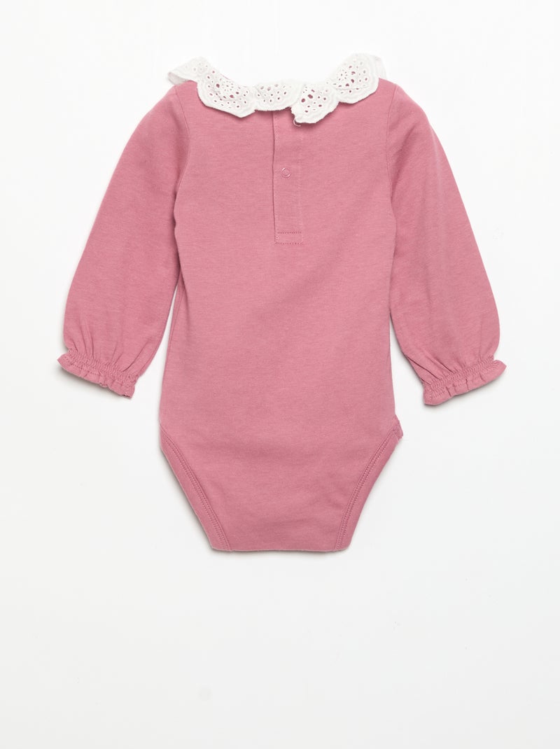 Set van 2 rompertjes met kraag van broderie anglaise Biege - Kiabi