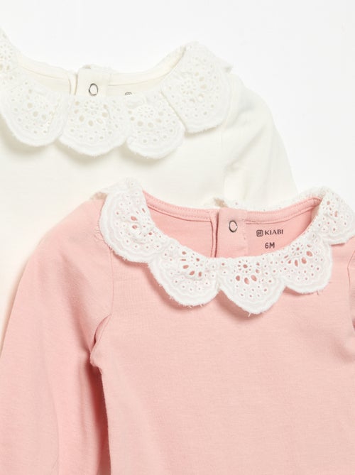 Set van 2 rompertjes met kraag van broderie anglaise - Kiabi