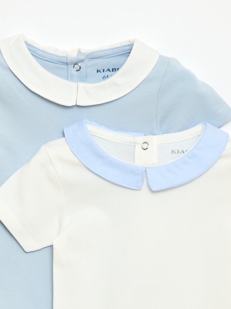 Set van 2 rompertjes met peterpan kraag Blauw - Kiabi