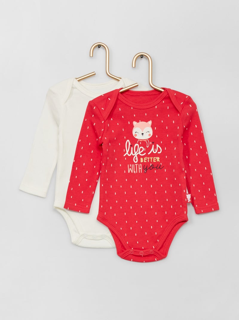 Set van 2 rompertjes 'Petit Béguin' roze / ecru - Kiabi