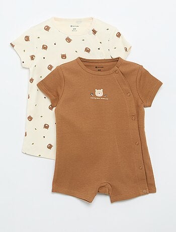 Set van 2 rompertjes van jersey met korte mouwen
