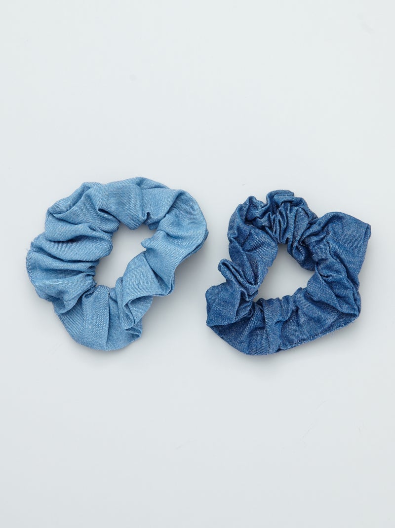 Set van 2 scrunchies van denim denim blauw - Kiabi