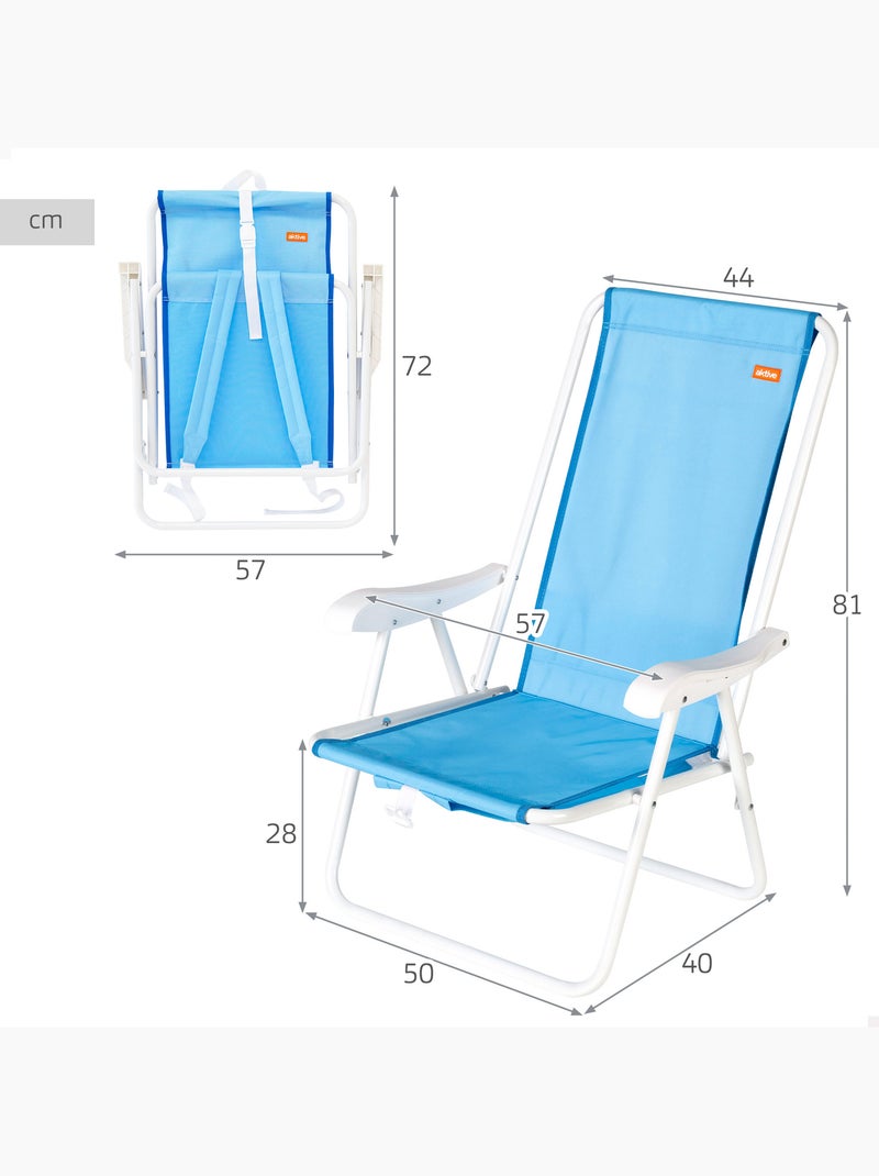 Set van 2 semi-vaste strandstoelen 44x40x81 cm Blauw - Kiabi