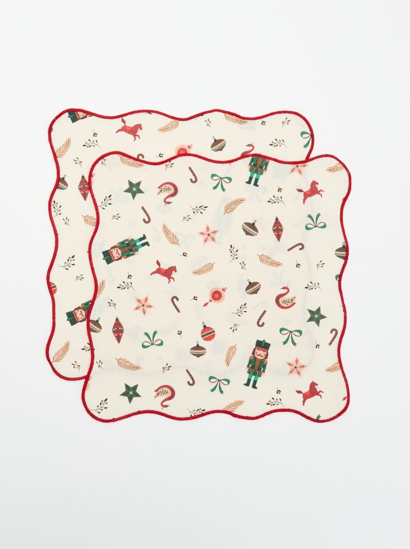 Set van 2 servetten met kerstprint - KIABI Home Ecru - Kiabi