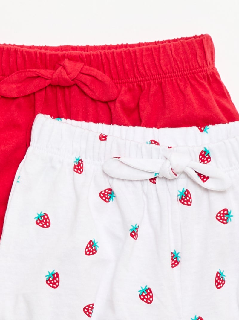 Set van 2 shorts met fantasie strikjes Wit - Kiabi