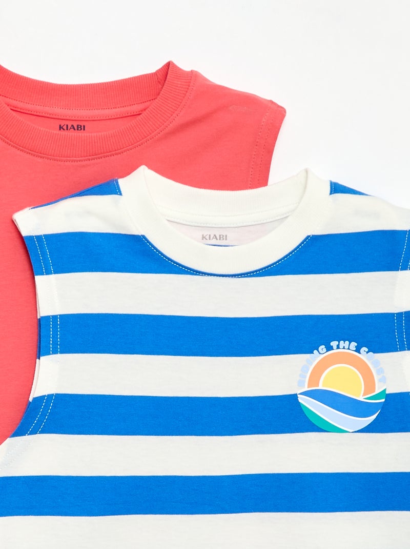 Set van 2 singlets met ronde hals Blauw - Kiabi