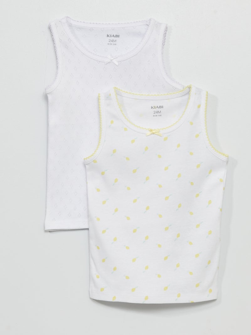 Set van 2 singlets WIT - Kiabi