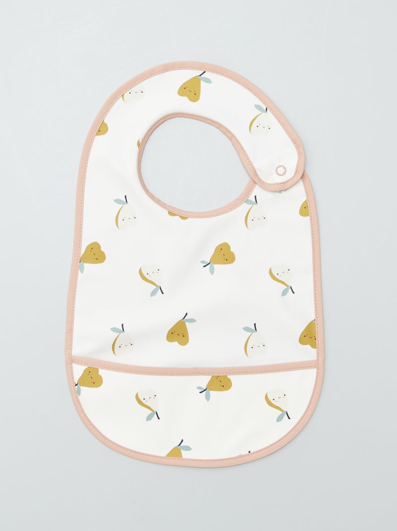 Set van 2 slabbetjes met opvangbakje 'Baby Calin' WIT - Kiabi