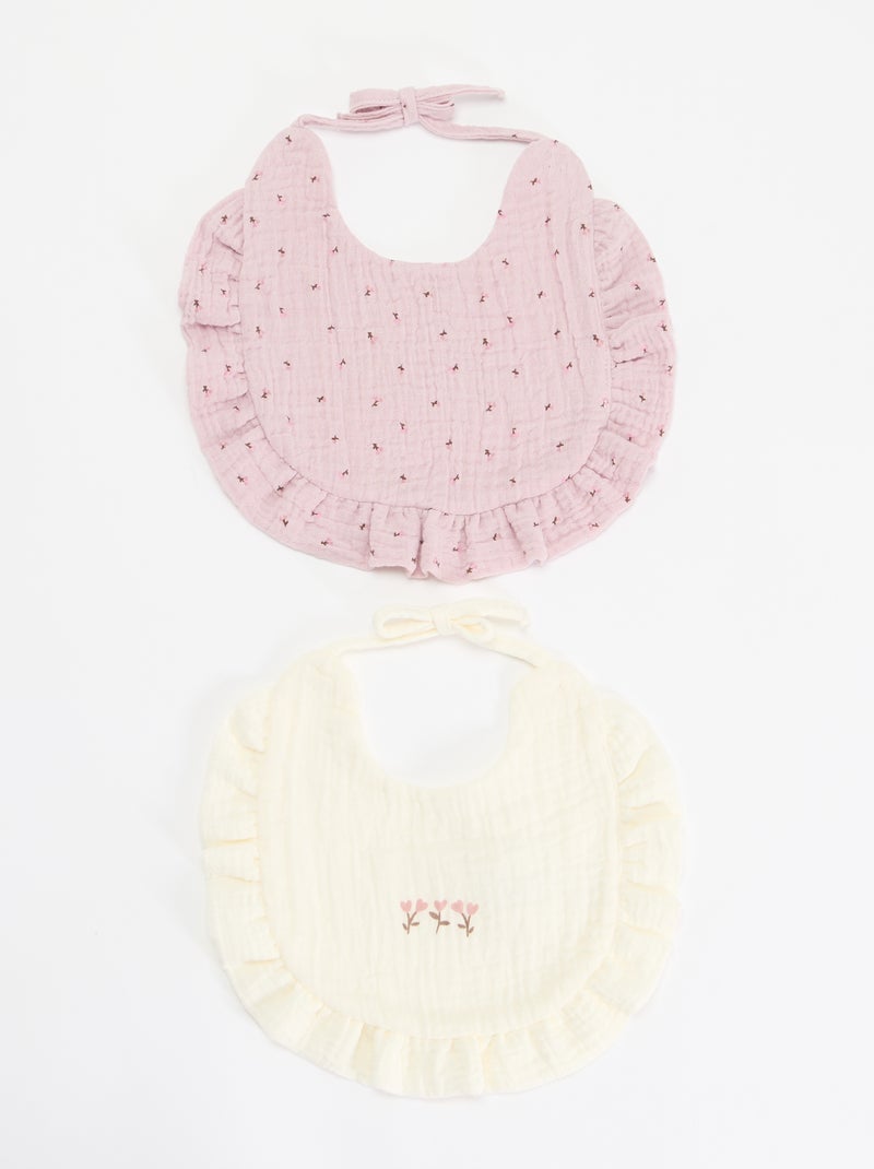 Set van 2 slabbetjes met ruches Rose - Kiabi
