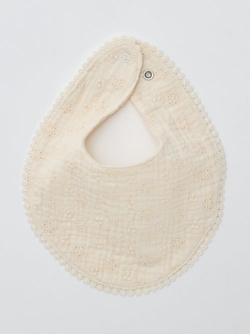 Set van 2 slabbetjes van hydrofiele stof met broderie anglaise - Kiabi Set van 2 slabbetjes van hydrofiele stof met broderie anglaise - Kiabi