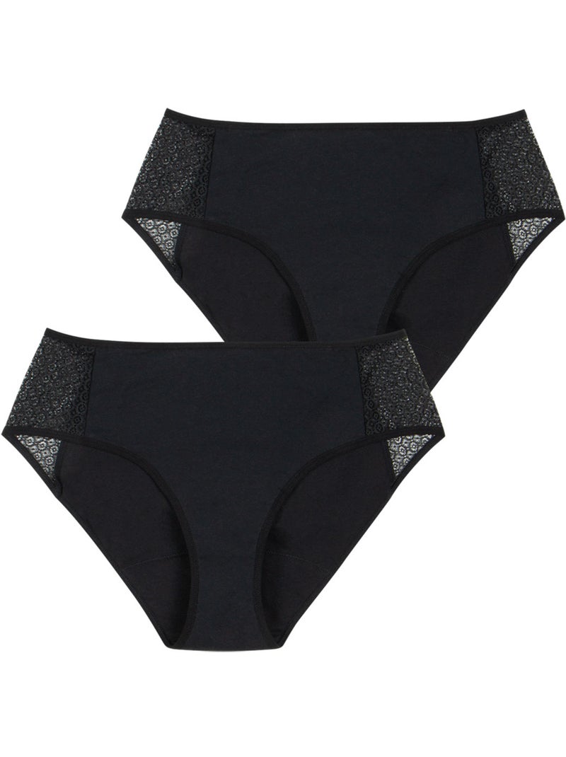 Set van 2 slipjes bij urineverlies dames athena Zwart - Kiabi