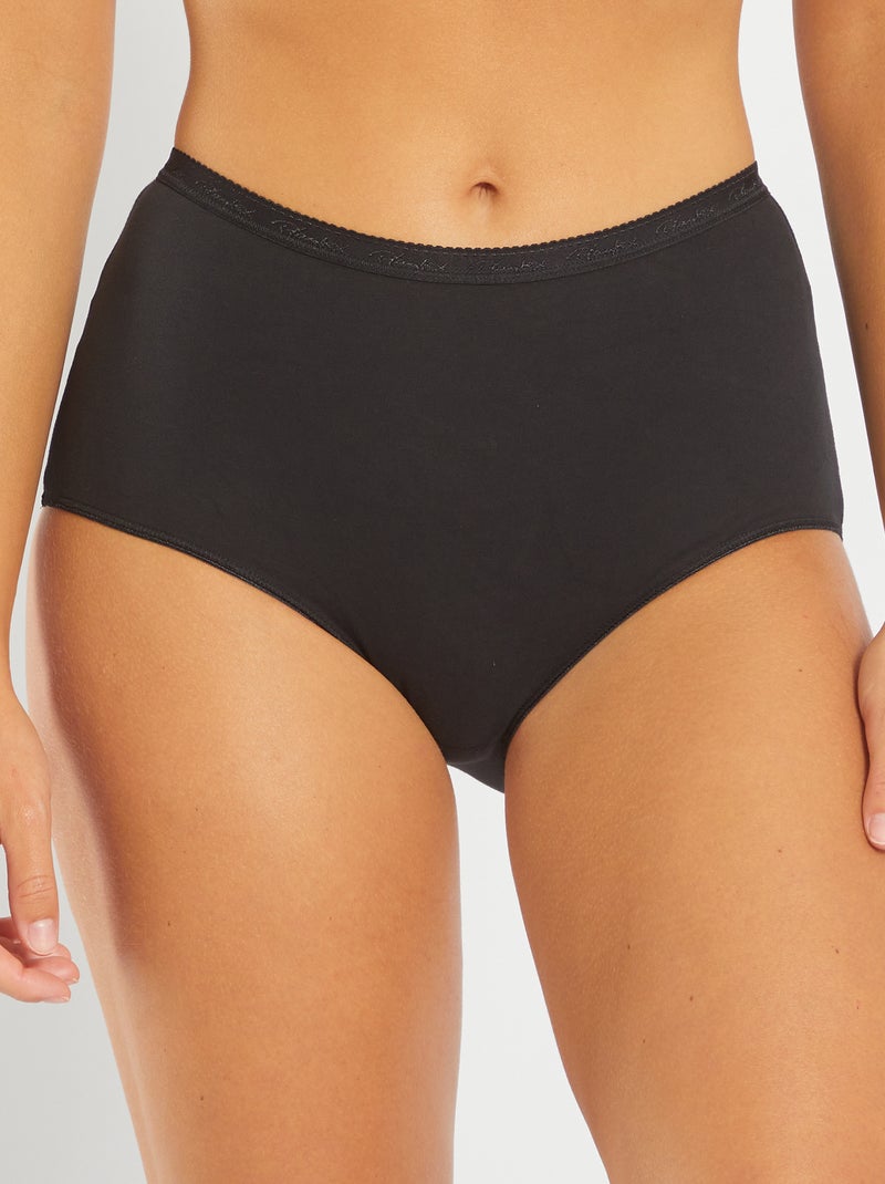 Set van 2 slips maxi Cotton 'Playtex' zwart - Kiabi