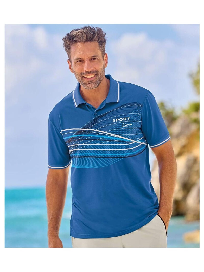 Set van 2 Sport Line polo’s - ATLAS FOR MEN Blauw Zwart - Kiabi