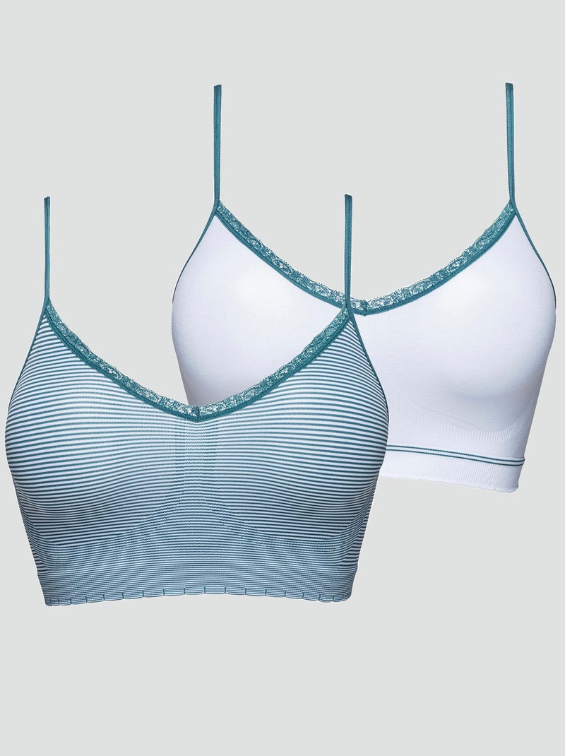 Set van 2 sportbeha's 'Billet Doux' wit / blauw - Kiabi