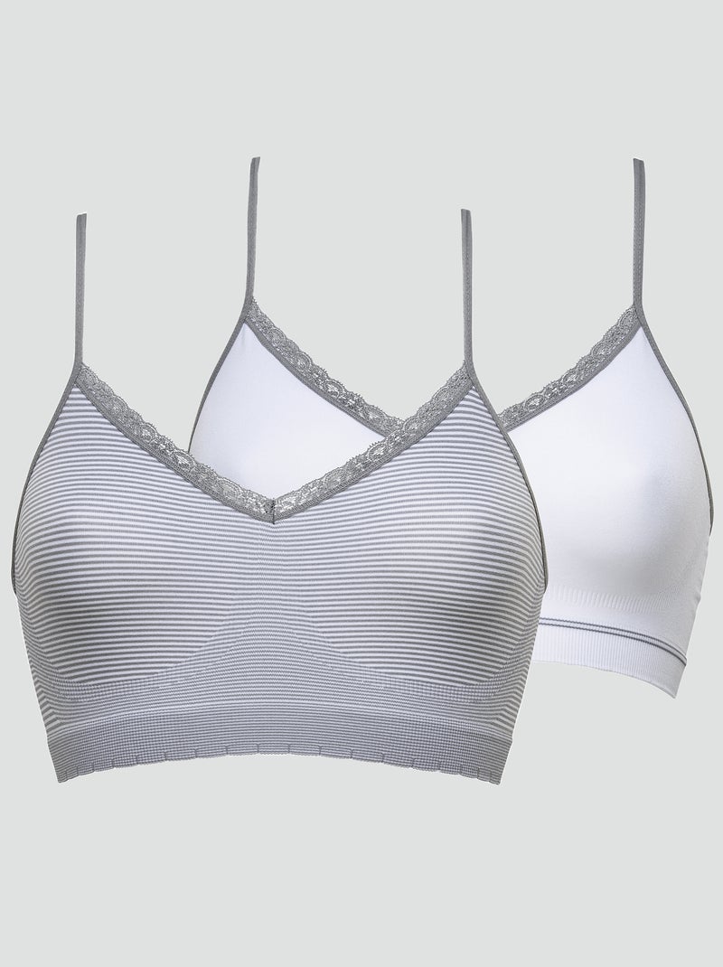 Set van 2 sportbeha's 'Billet Doux' wit / grijs - Kiabi
