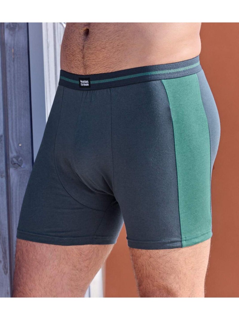 Set van 2 sportieve boxershorts van stretchkatoen  - atlas for men Blauw Groen - Kiabi