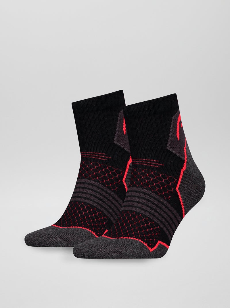 Set van 2 sportsokken zwart / rood - Kiabi