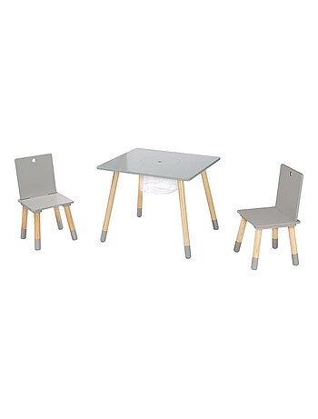 Set van 2 stoelen en kindertafel van hout met opbergnet - ROBA