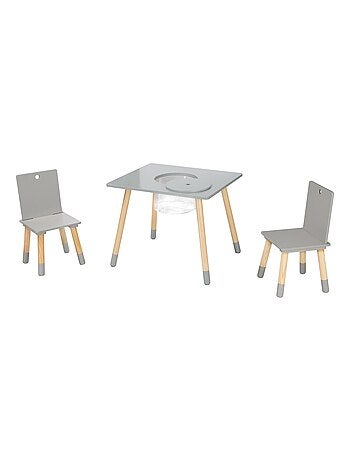 Set van 2 stoelen en kindertafel van hout met opbergnet - ROBA