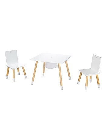 Set van 2 stoelen en kindertafel van hout met opbergnet - ROBA