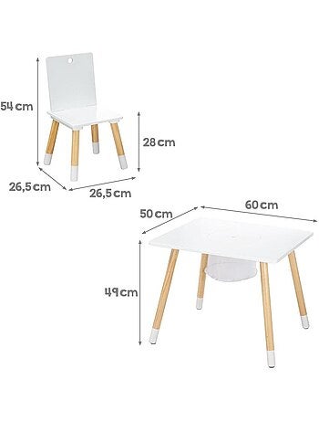 Set van 2 stoelen en kindertafel van hout met opbergnet - ROBA
