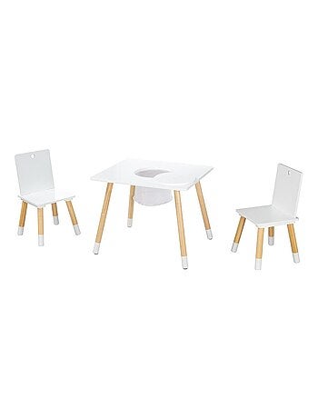 Set van 2 stoelen en kindertafel van hout met opbergnet - ROBA