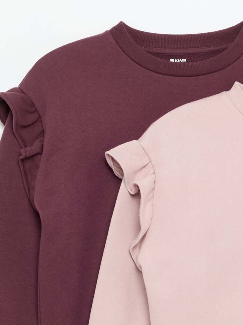 Set van 2 sweaters met ruches op de schouders Paars - Kiabi