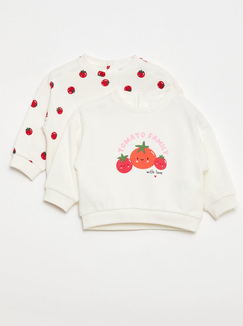 Set van 2 sweaters van lichte molton (French Terry) - 2 stuks Wit - Kiabi