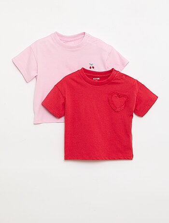 Set van 2 T-shirts met borstdetail