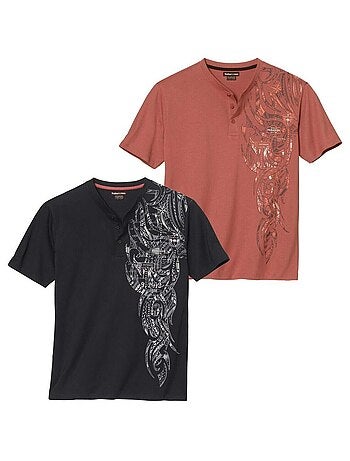 Set van 2 T-shirts met knopenhals - ATLAS FOR MEN
