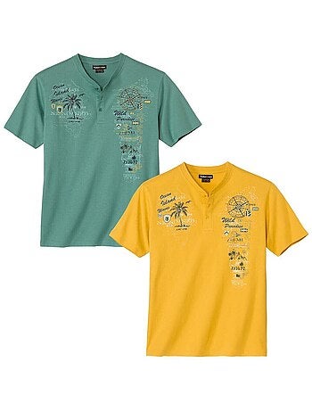 Set van 2 T-shirts met knopenhals - ATLAS FOR MEN