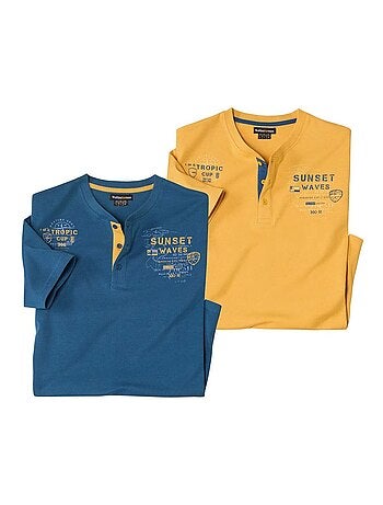 Set van 2 T-shirts met knopenhals - ATLAS FOR MEN
