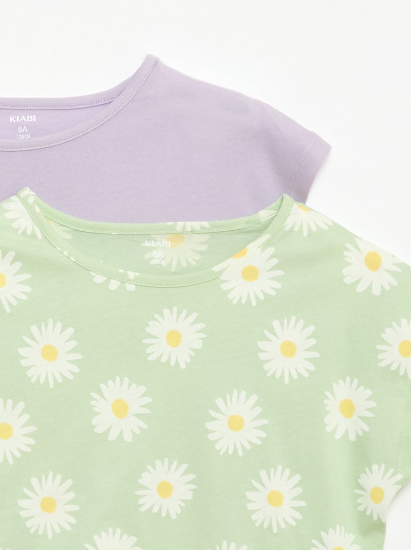 Set van 2 T-shirts met korte mouwen - 2 stuks Groen - Kiabi