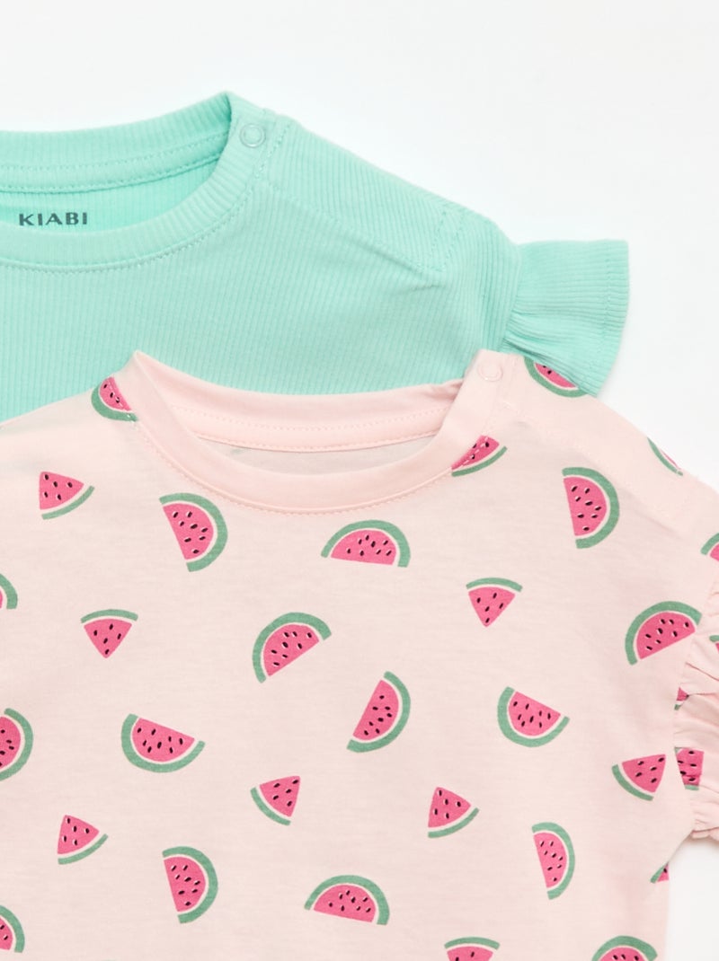 Set van 2 T-shirts met korte mouwen van jerseytricot Rose - Kiabi