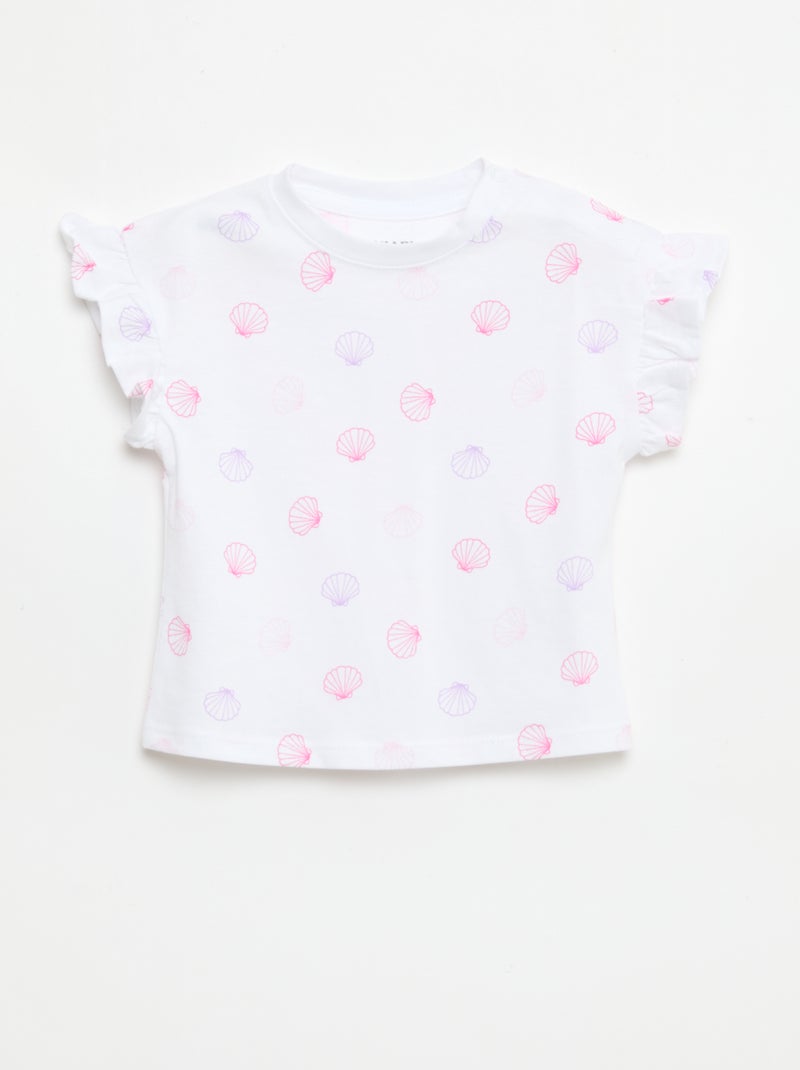 Set van 2 T-shirts met korte mouwen van jerseytricot Wit - Kiabi