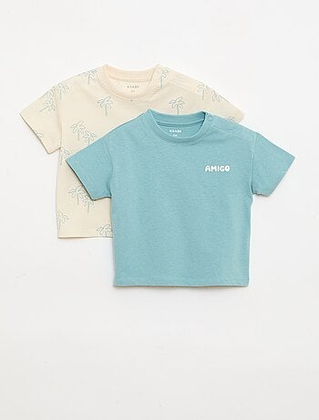 Set van 2 T-shirts met korte mouwen van katoenen jerseytricot