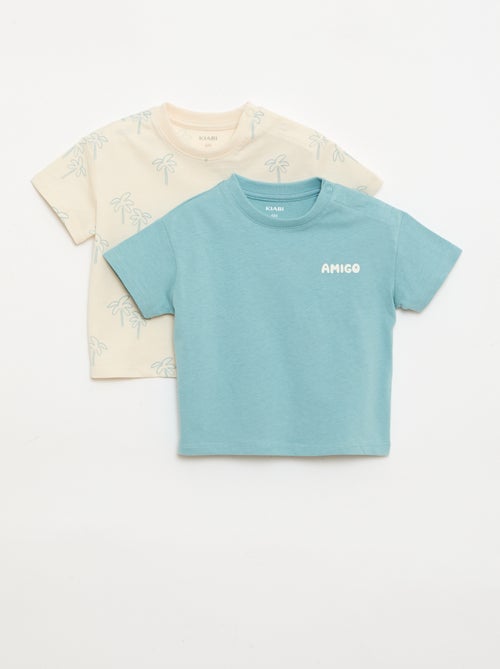 Set van 2 T-shirts met korte mouwen van katoenen jerseytricot - Kiabi
