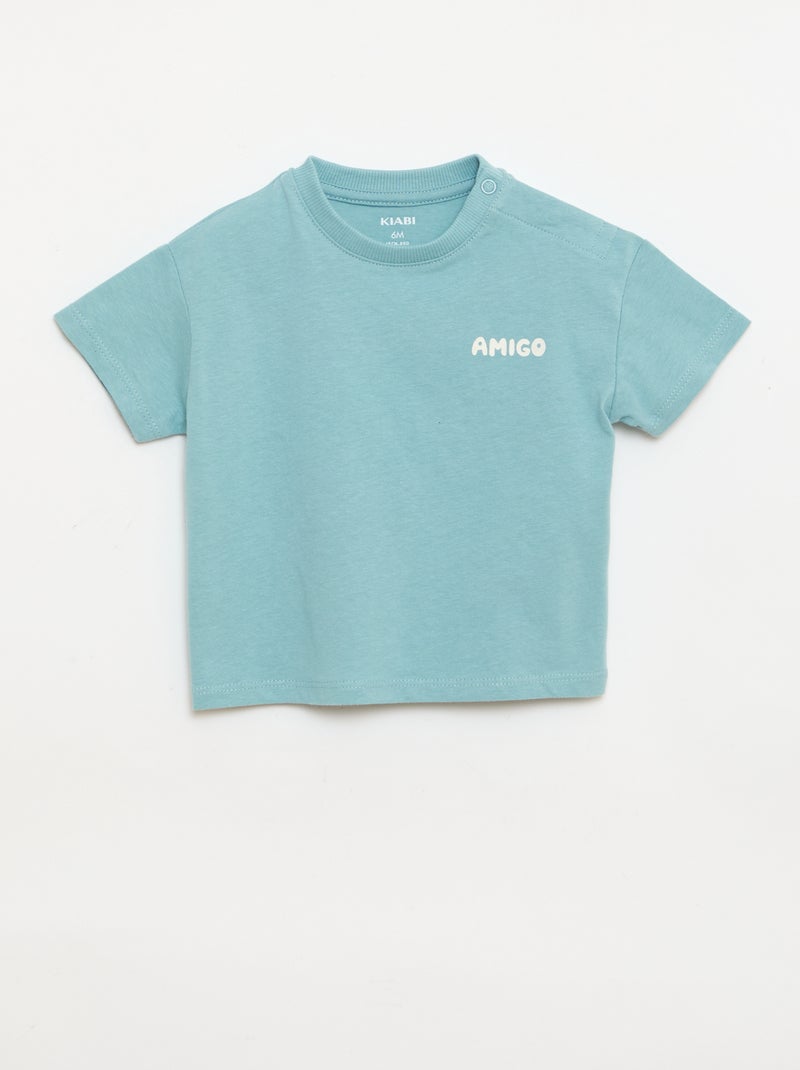 Set van 2 T-shirts met korte mouwen van katoenen jerseytricot Beige - Kiabi