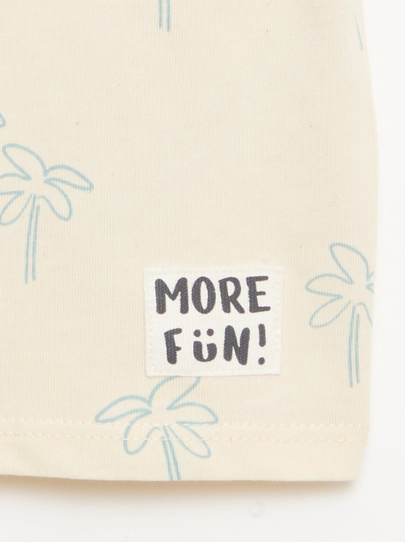 Set van 2 T-shirts met korte mouwen van katoenen jerseytricot Beige - Kiabi