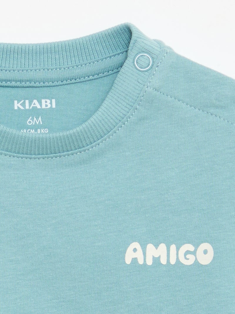 Set van 2 T-shirts met korte mouwen van katoenen jerseytricot Beige - Kiabi