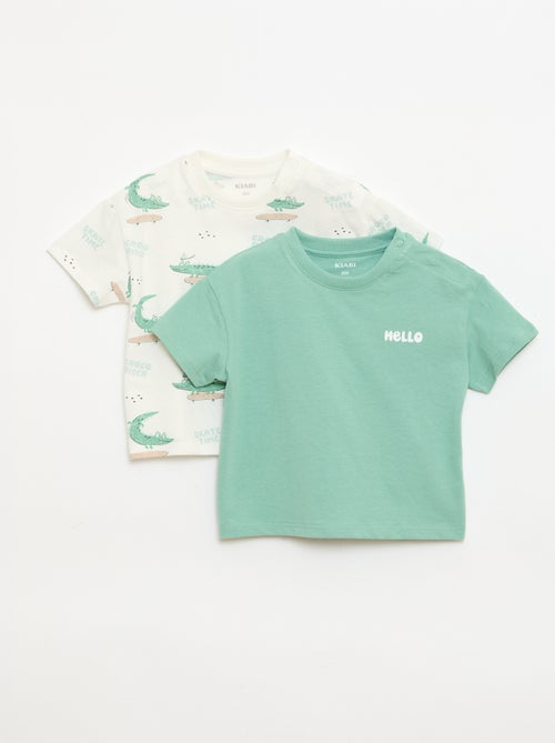 Set van 2 T-shirts met korte mouwen van katoenen jerseytricot - Kiabi
