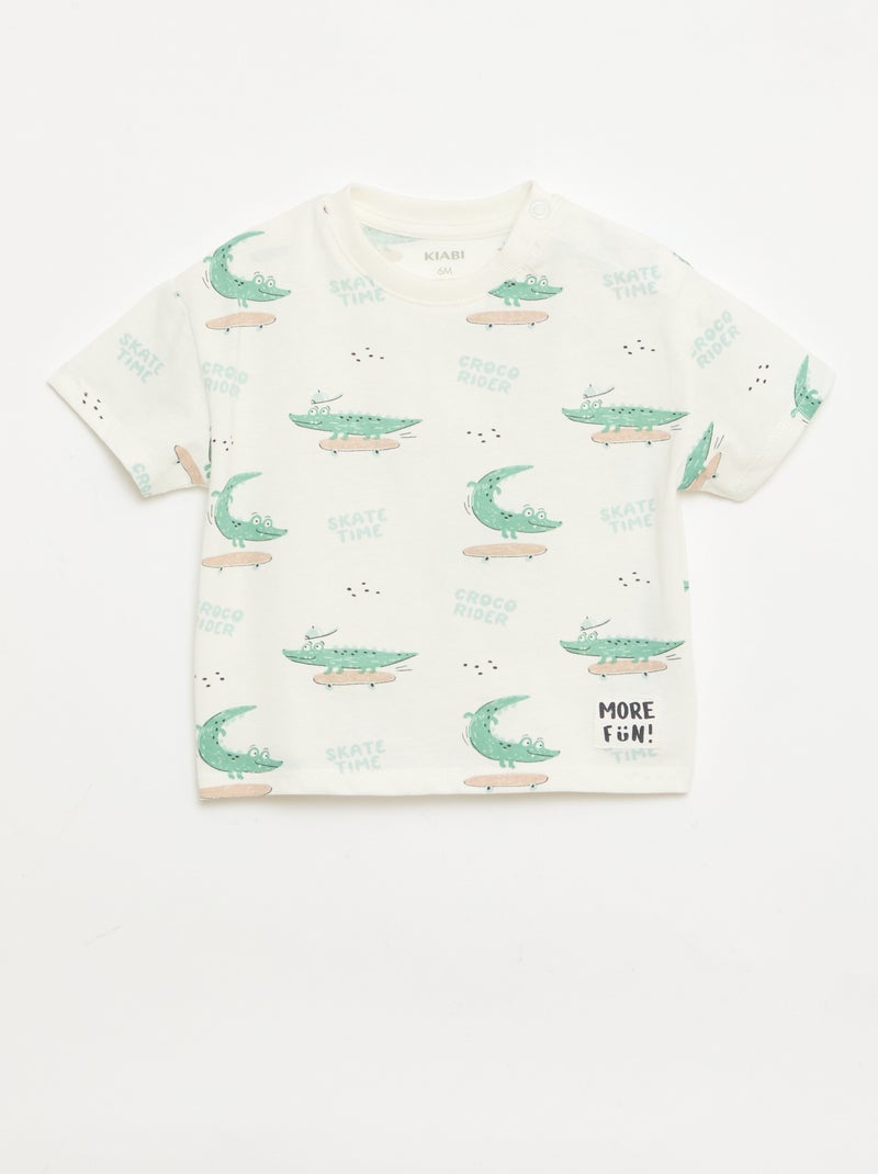 Set van 2 T-shirts met korte mouwen van katoenen jerseytricot Wit - Kiabi