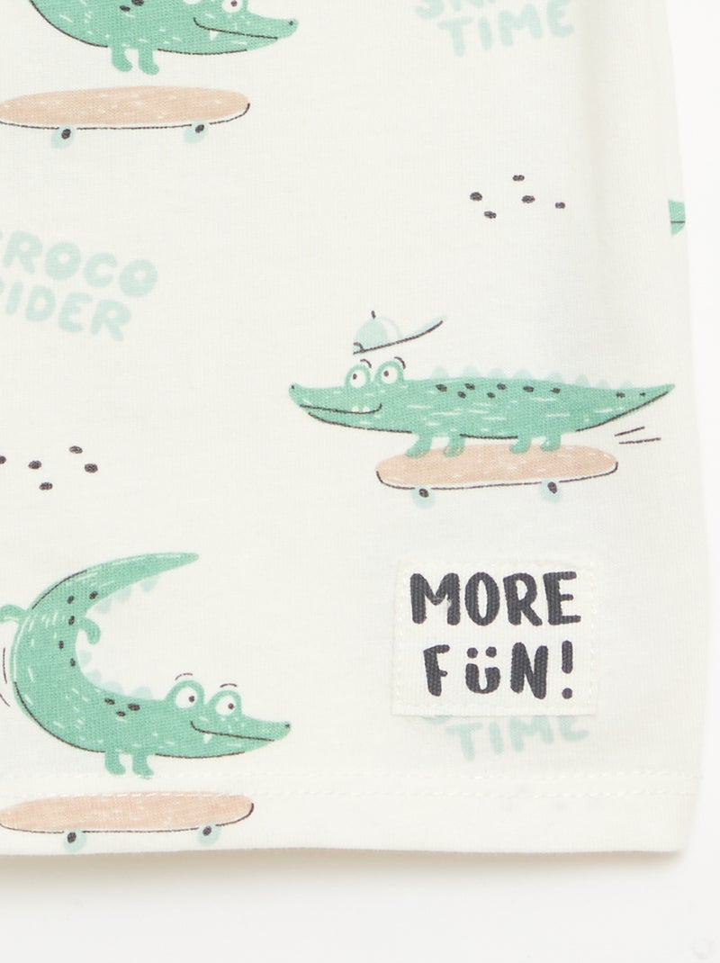 Set van 2 T-shirts met korte mouwen van katoenen jerseytricot Wit - Kiabi