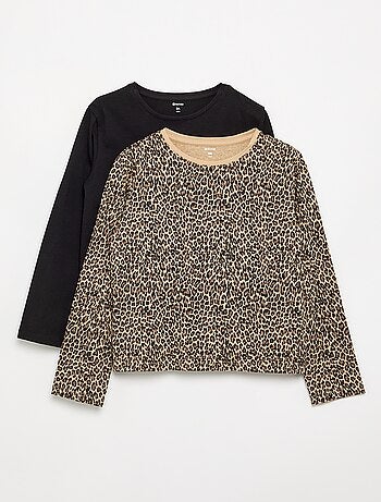 Set van 2 T-shirts met lange mouwen