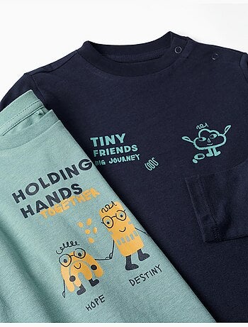 Set van 2 t-shirts met lange mouwen met prints