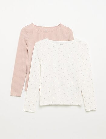 Set van 2 T-shirts met lange mouwen van fantasietricot