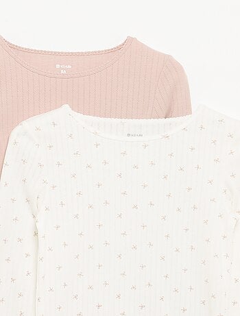Set van 2 T-shirts met lange mouwen van fantasietricot