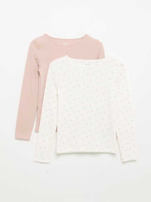 Set van 2 T-shirts met lange mouwen van fantasietricot - Kiabi
